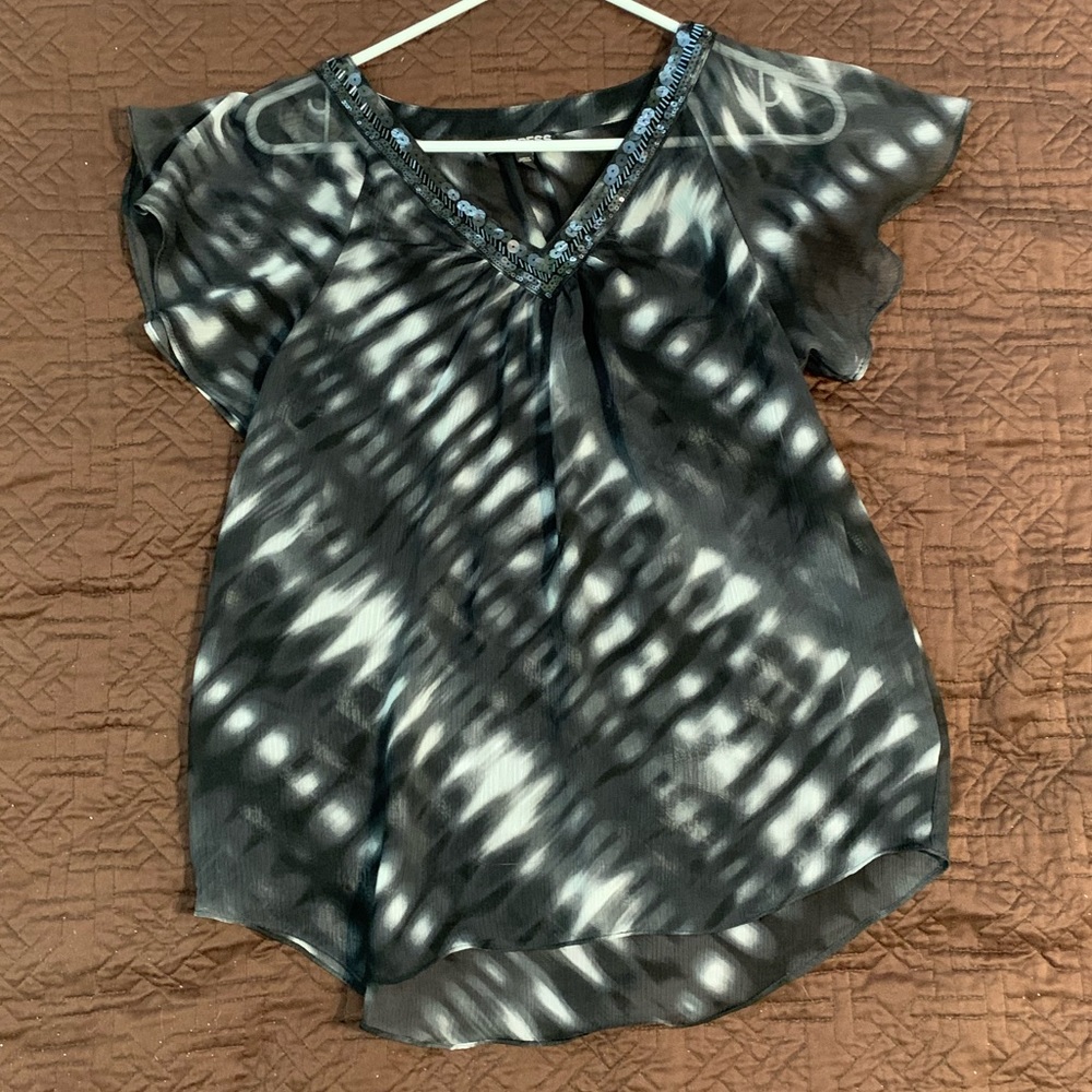 Express Brand Sheer Blouse Sequin Detail